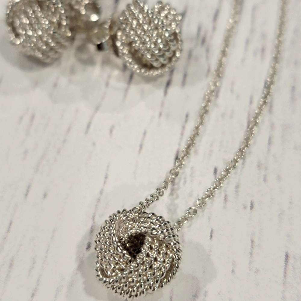Tiffany Twist Knot Earrings and Necklace Set